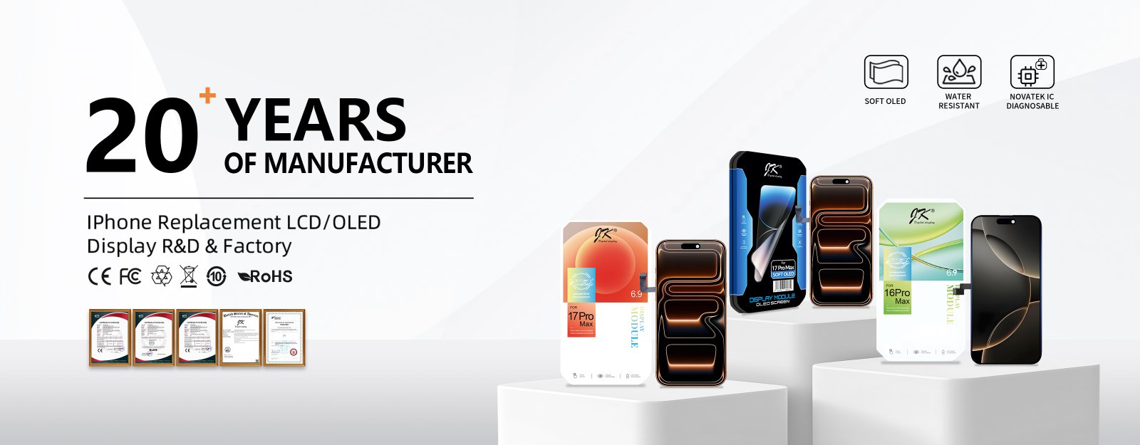 JK Display — iPhone replacement LCD and OLED screens from a 20+ year display manufacturer, wholesale for repair businesses